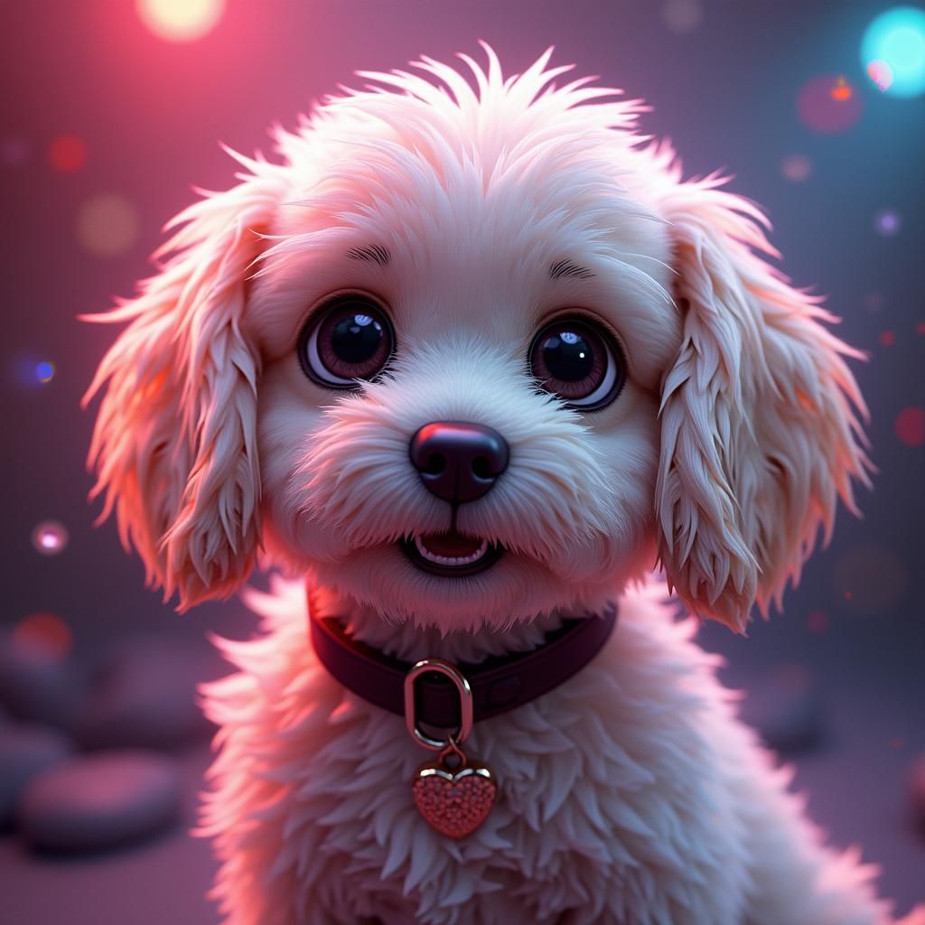 Adorable Dog Portrait in Dark Fantasy Art Style