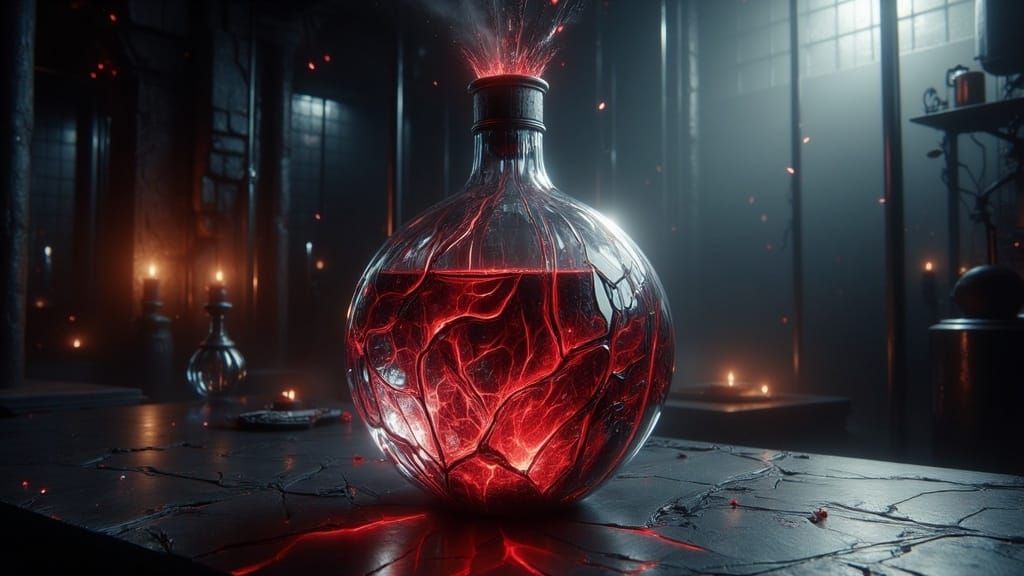 Glowing Metal Flask in a Futuristic Aesthetic