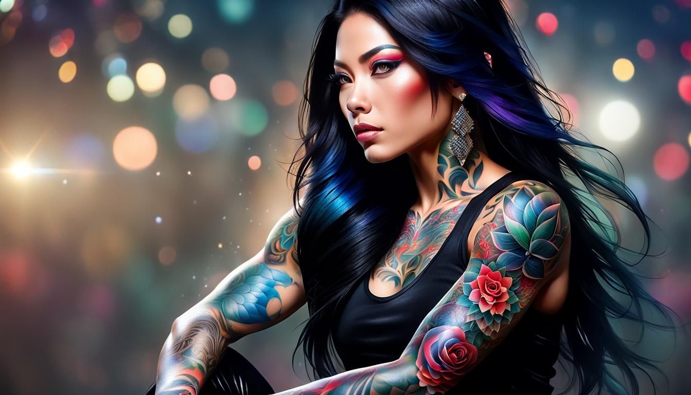 Muscular Woman with Tattoos by Horiyoshi III