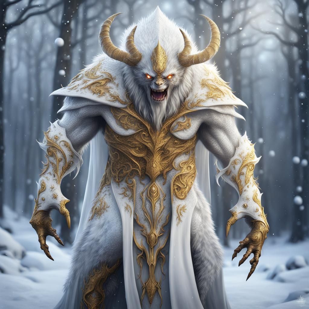Monster Beast in Winter Cloak, Detailed Digital Painting
