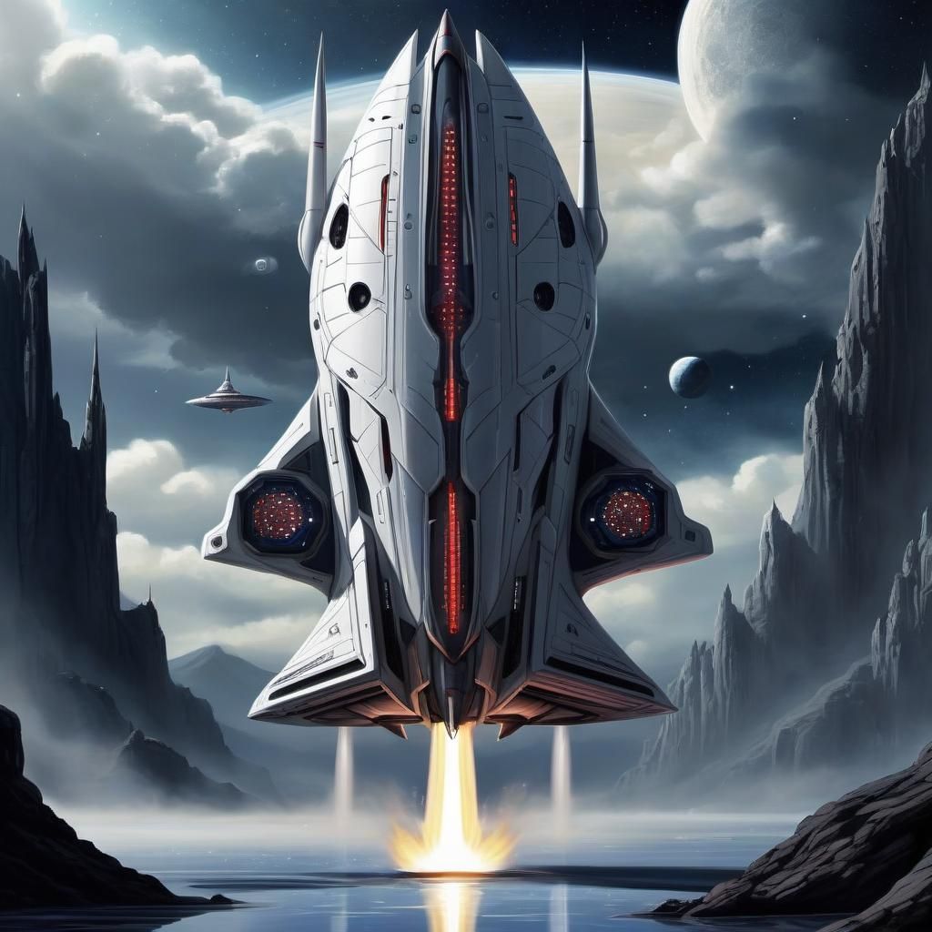 Futuristic Spaceship Excalibur Ready for Flight