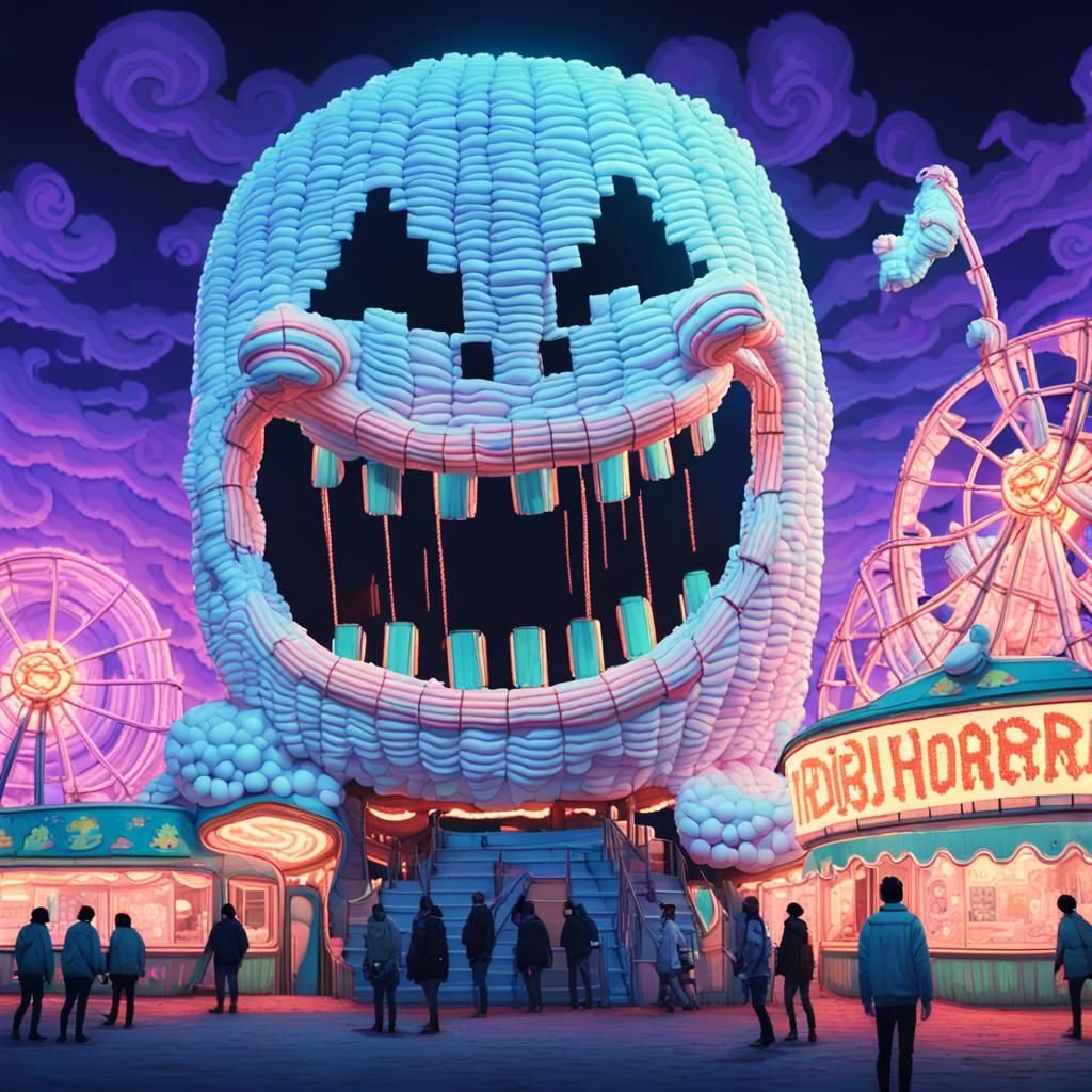 Marshmallow Monster Mayhem in 8-bit Pixel Art