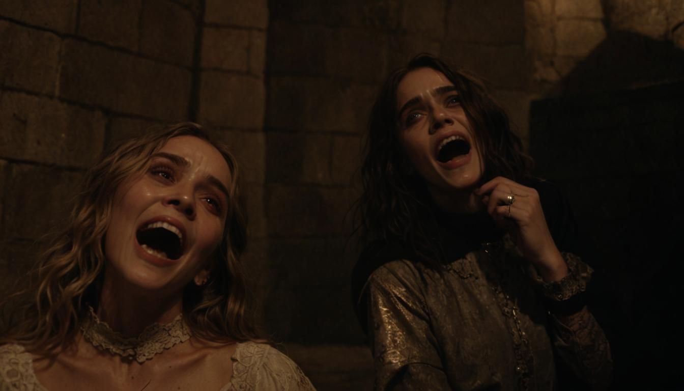 Vampire Twins in Gothic Crypt, Cinematic Still