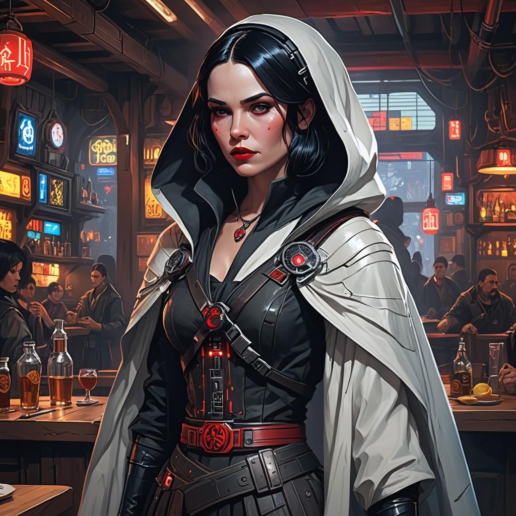 Snow White as Sith Lord in Cyberpunk Style