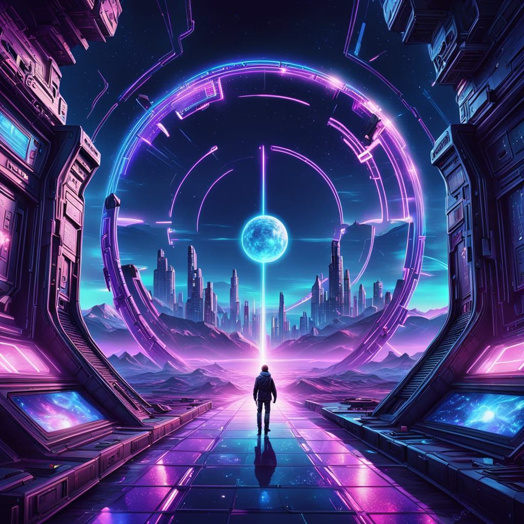 Sci-Fi Farcaster Portals: Synthwave Neon Hues