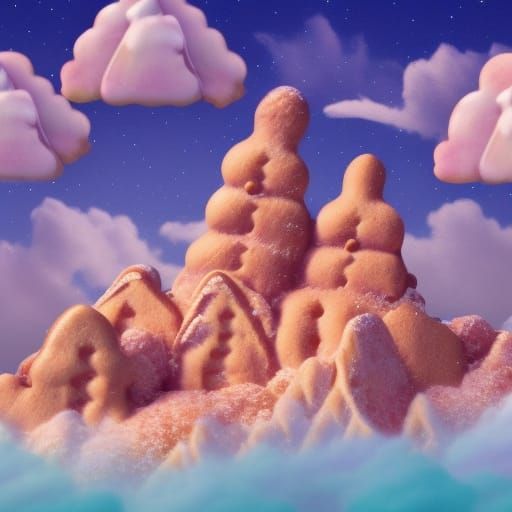 Cake Mountain with Candy Clouds: Digital Matte Painting