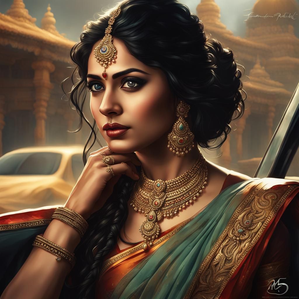 South Indian Queen in BMW M5: Detailed Matte Painting