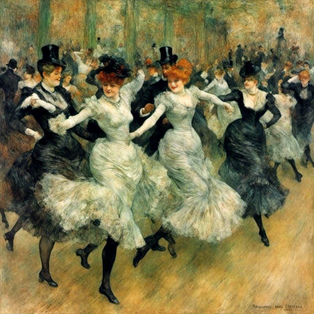 Can-Can Dancers in 3D Portrait Style