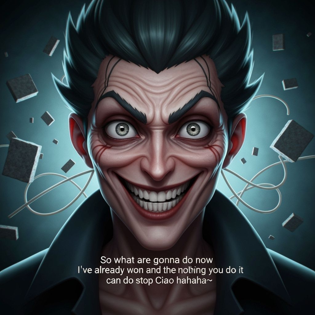 Psychotic Evil Being Grins in Collapsing World