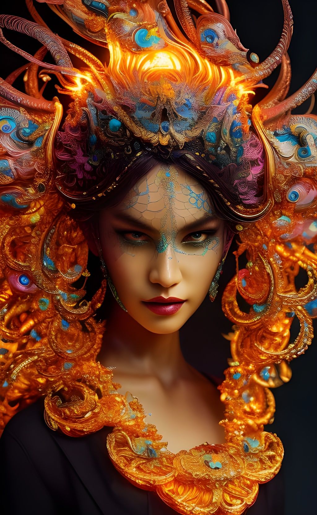 Fierce Woman with Flowing Magic in Hyperdetailed Fantasy Art