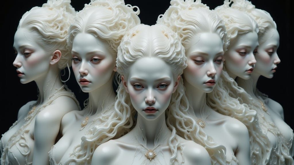 Alien Alabaster Statues in Ethereal Fantasy Style