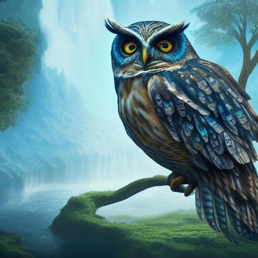 Watery Owl in Detailed Matte Painting