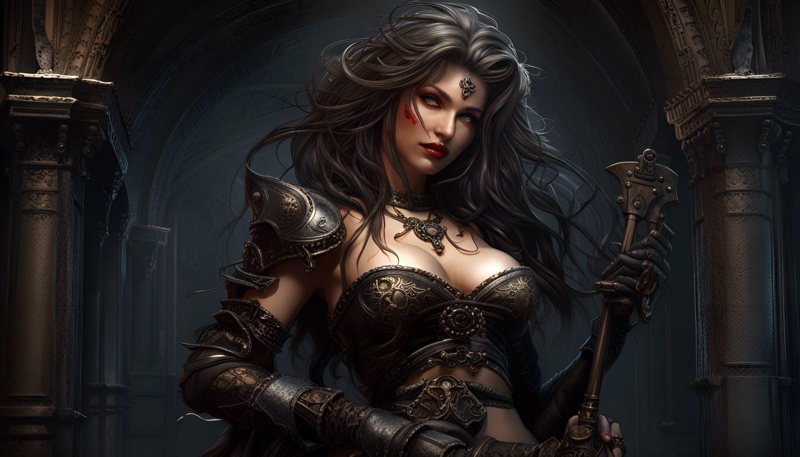 Gothic Pin-Up in Art Nouveau Style