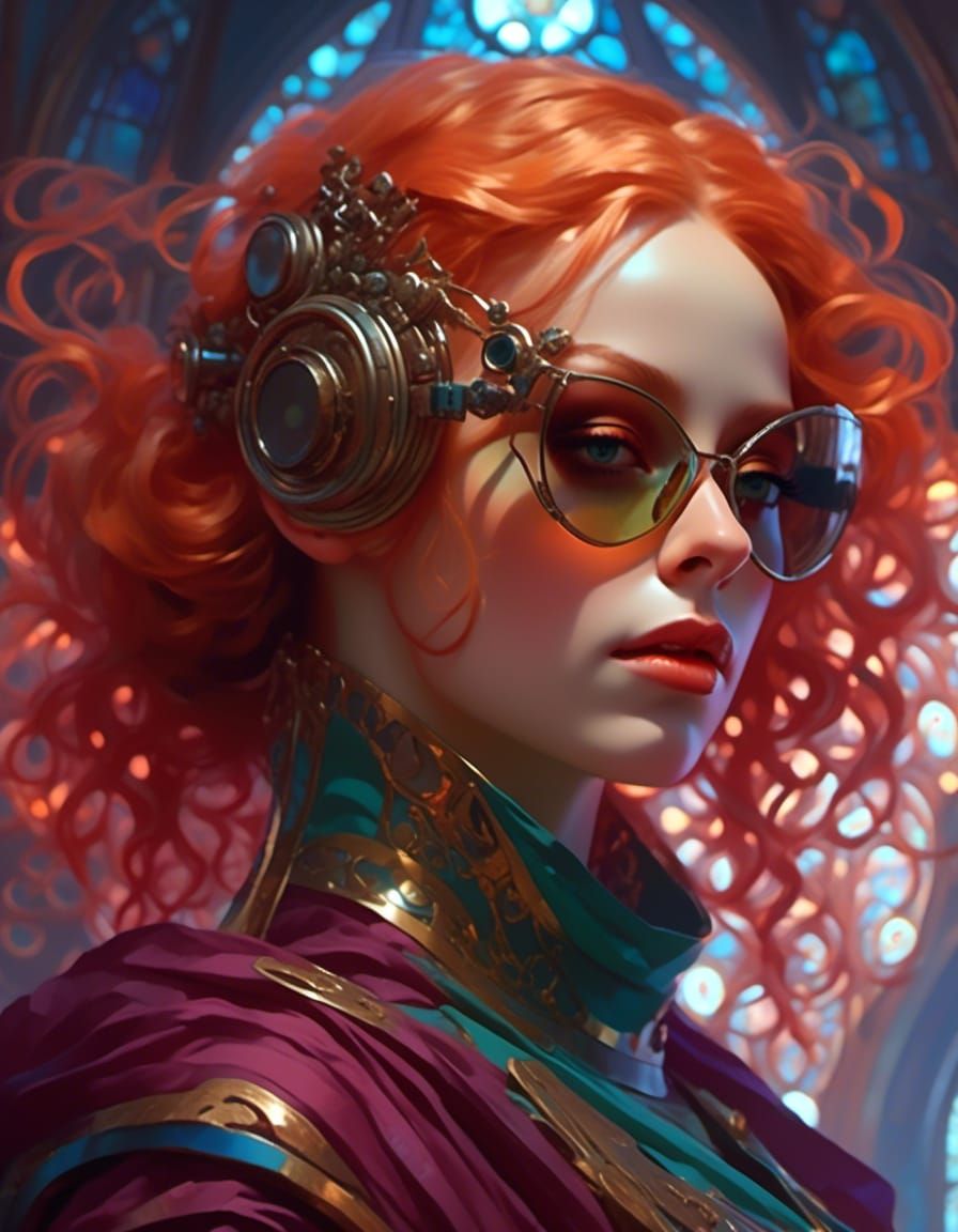 Woman in Sci-Fi Gown, Hyperdetailed Lighting