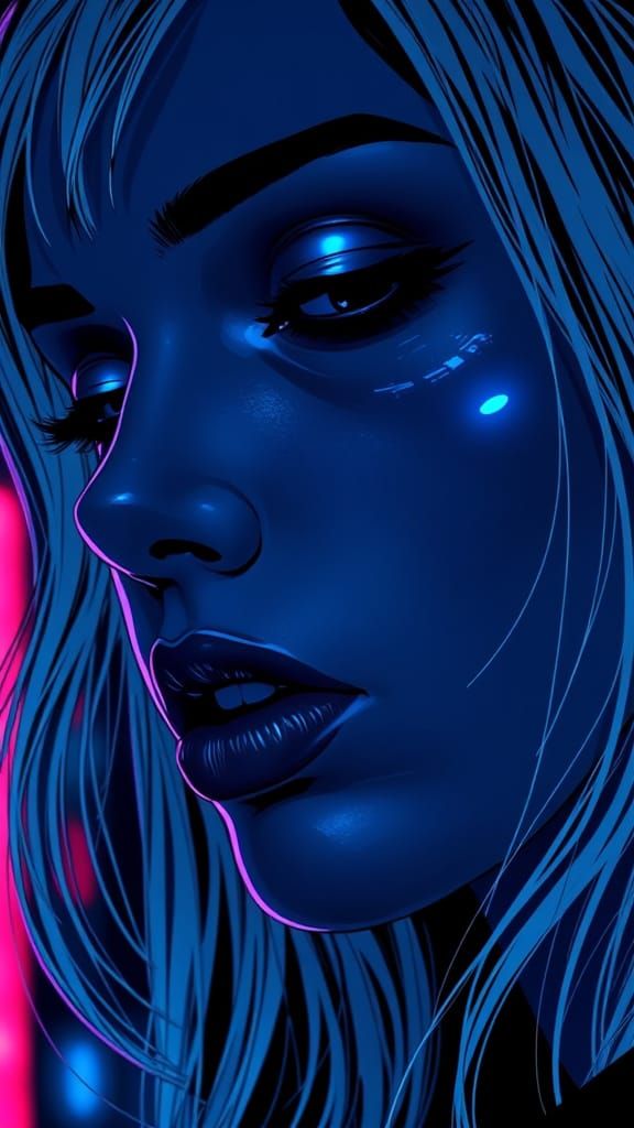 Glowing City Siren's Enigmatic Gaze