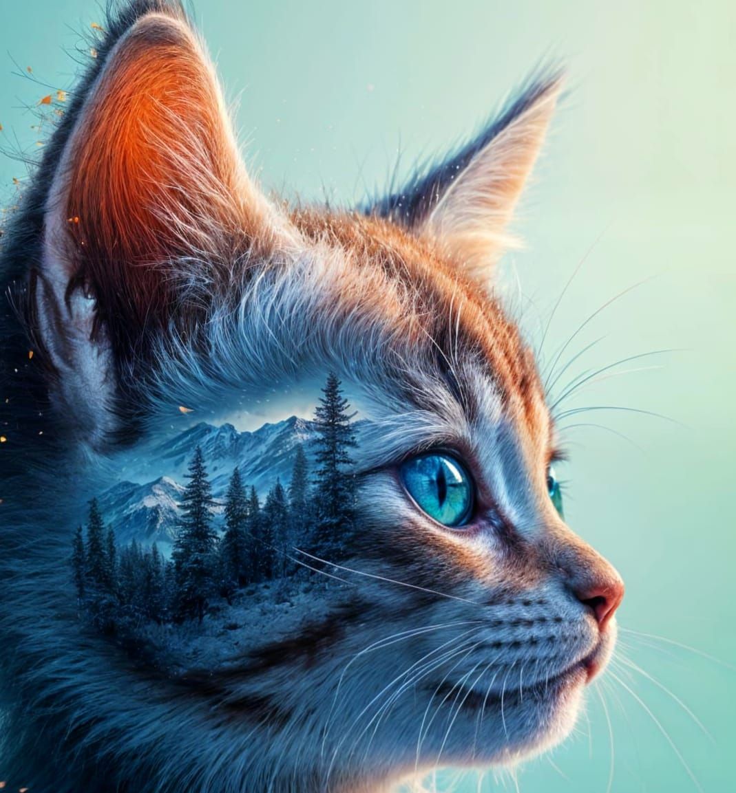 Glitch Art Kitten Reveals Snowy Landscape