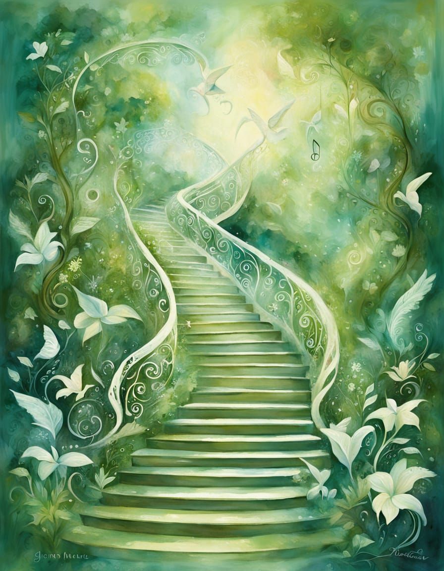 Jungle Staircase Ascending to Musical Notation