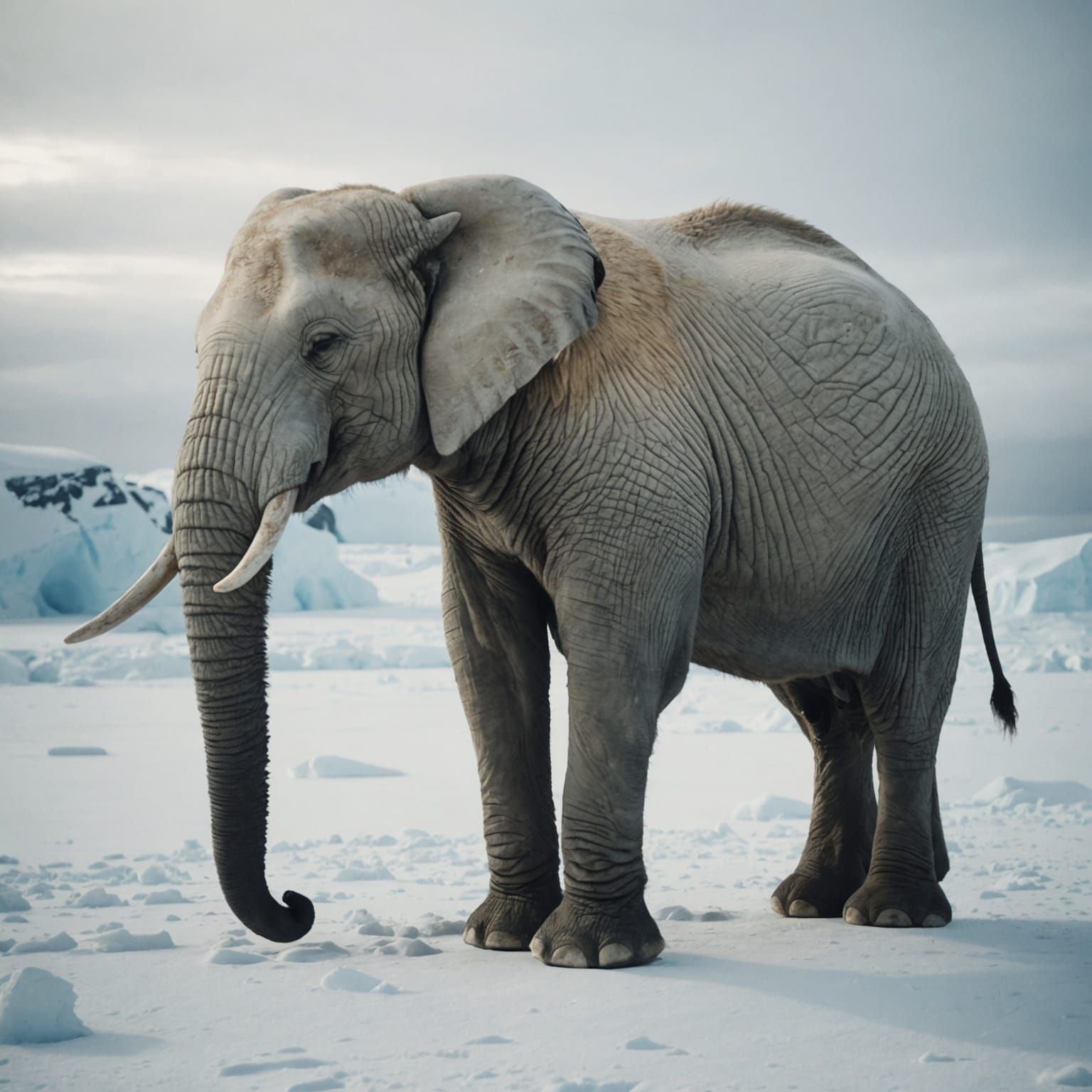 Albino Elephant in Antarctica: Cinematic Film Still
