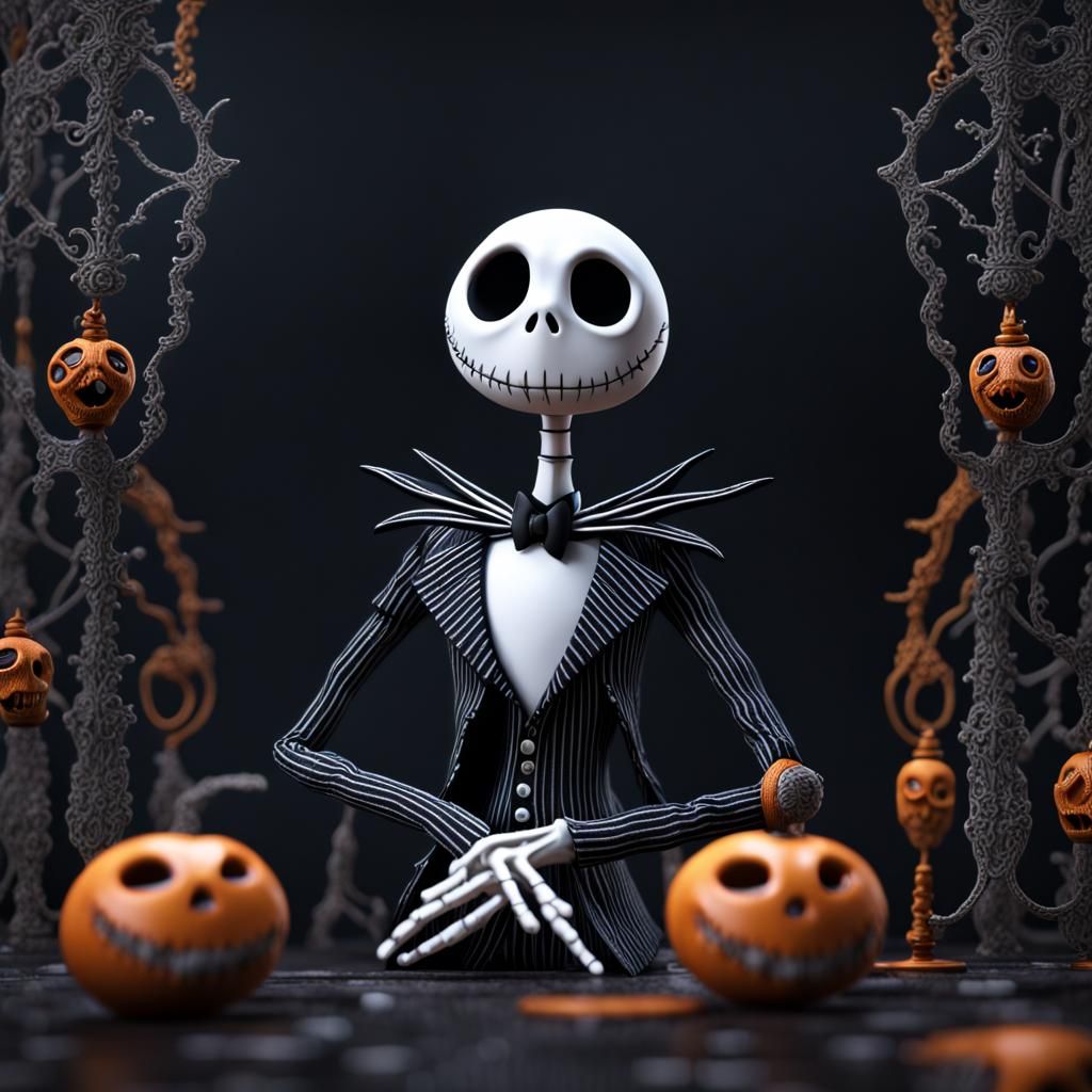 Lace Jack Skellington: Detailed Matte Painting