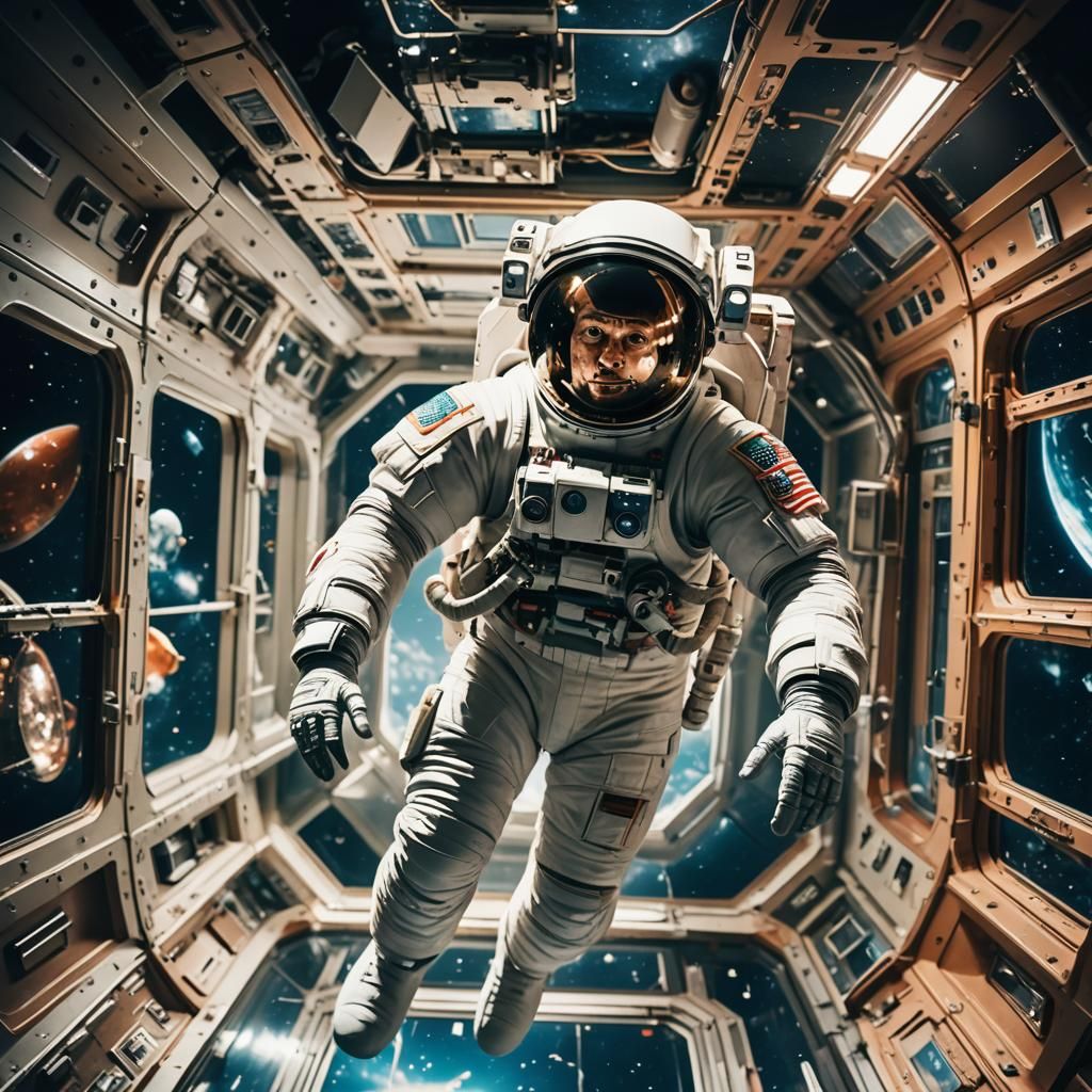 Astronaut in Space Station: Cinematic Space Odyssey