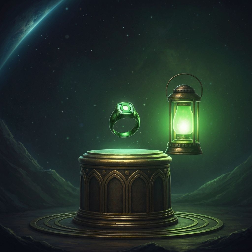 Cosmic Green Lantern Ring Renders in Mythological Style