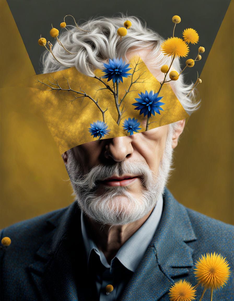 Abstract Painting Blending Gold and Vermillion Hues