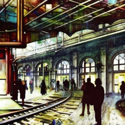 Hyperdetailed Train Station in Liminal Space