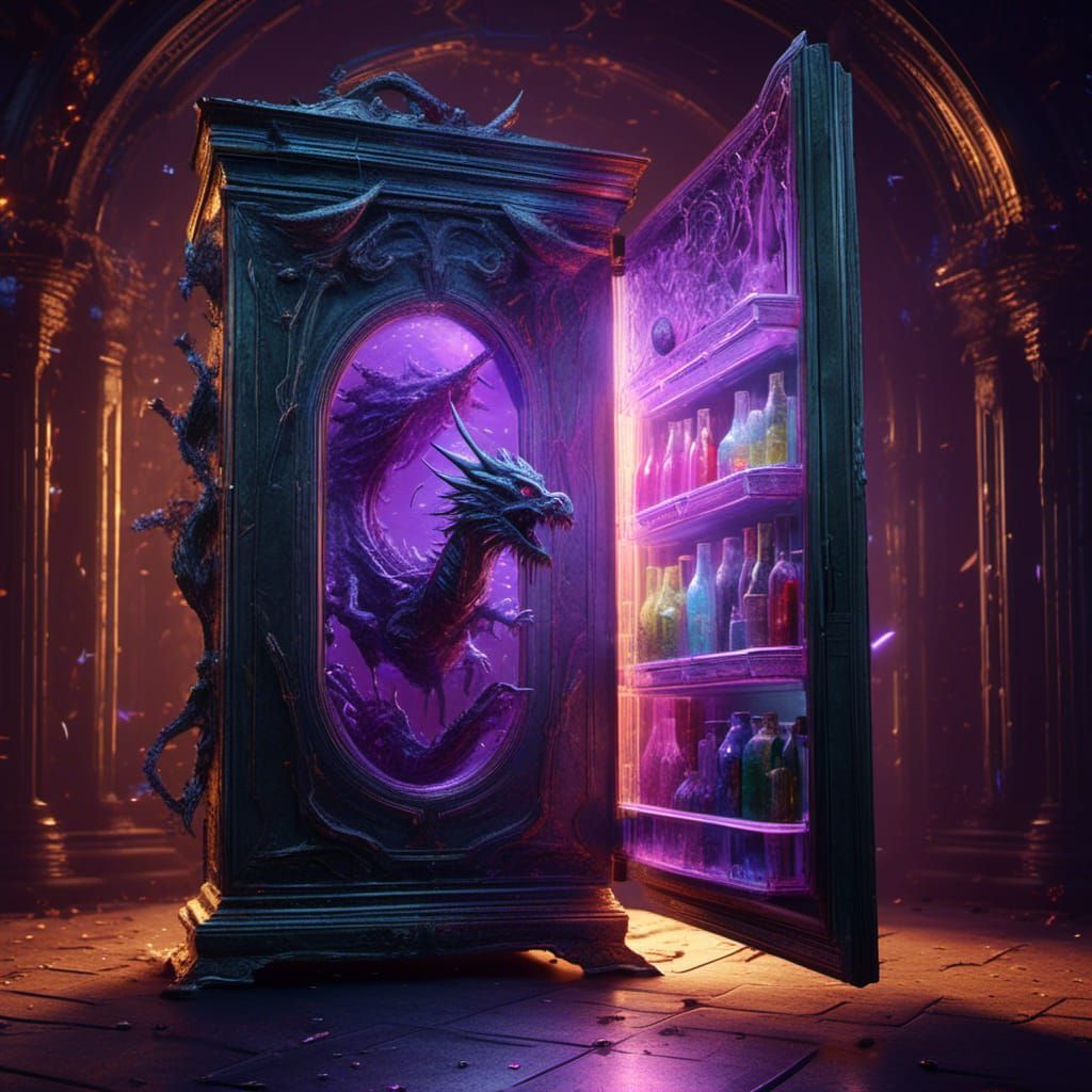 Dragon Portal Appears in Metallic Refrigerator
