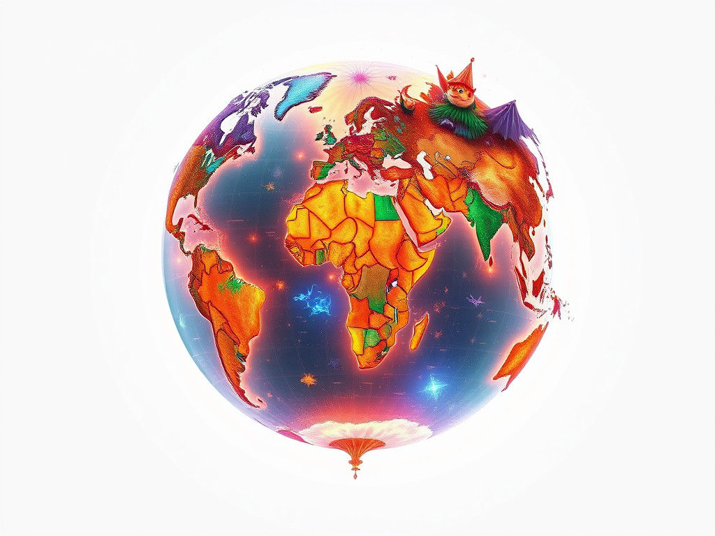 Glowing World Map Globe with Mystical Energy