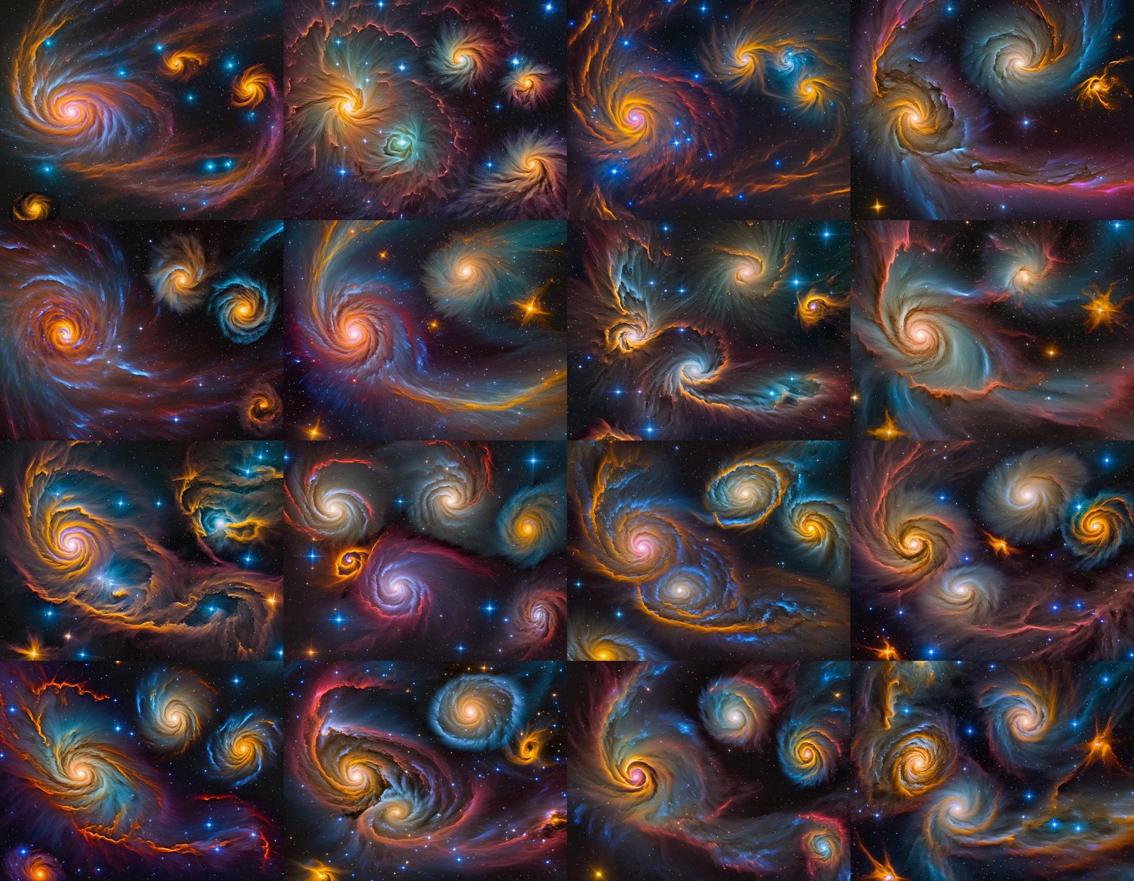 Pleiades Star Cluster in Post-Impressionist Style