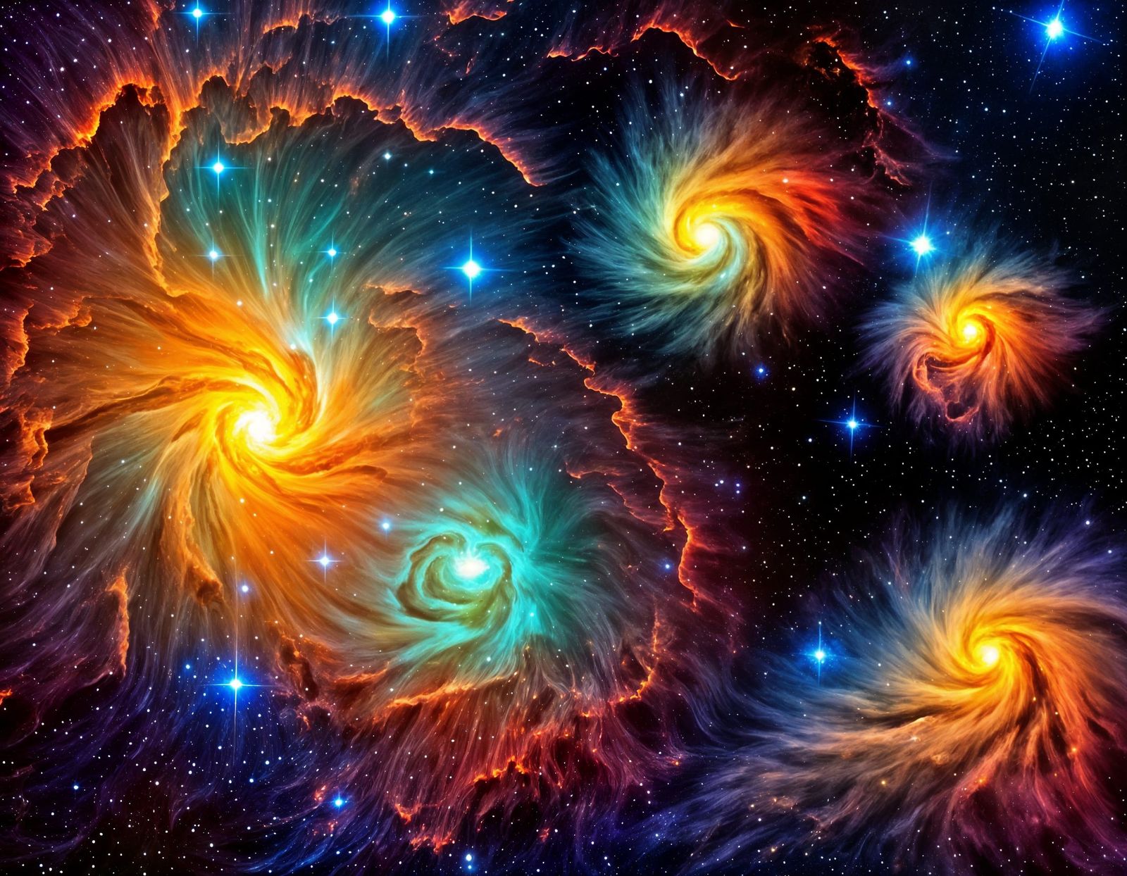 Swirling Star Cluster in Van Gogh Style