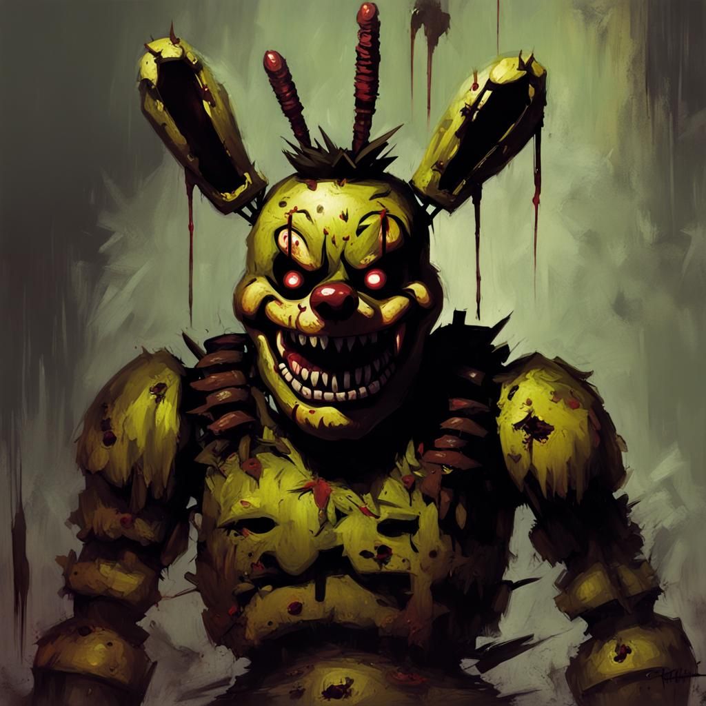 Sinister Springtrap Illustration in Dark Fantasy Style
