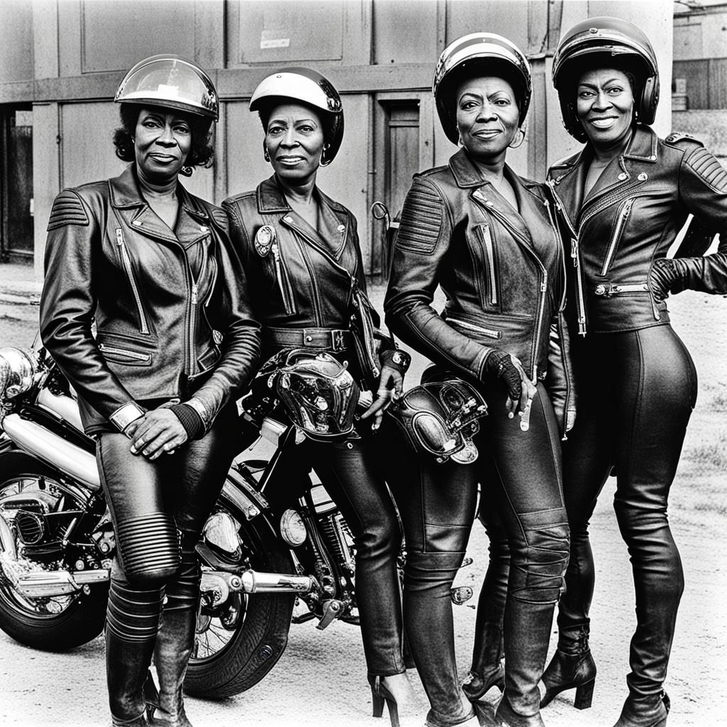 African American Women in Motorcycle Leathers
