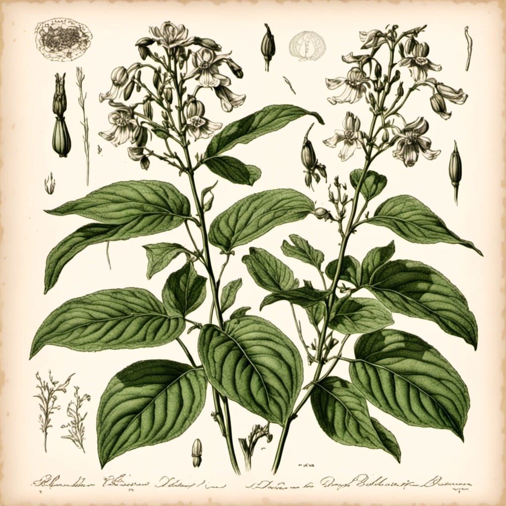 Himalayan Balsam plant - botanic study