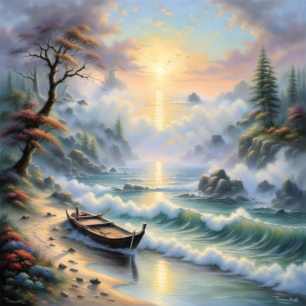 Ethereal Sunrise Over the Sea: A Romantic Vision