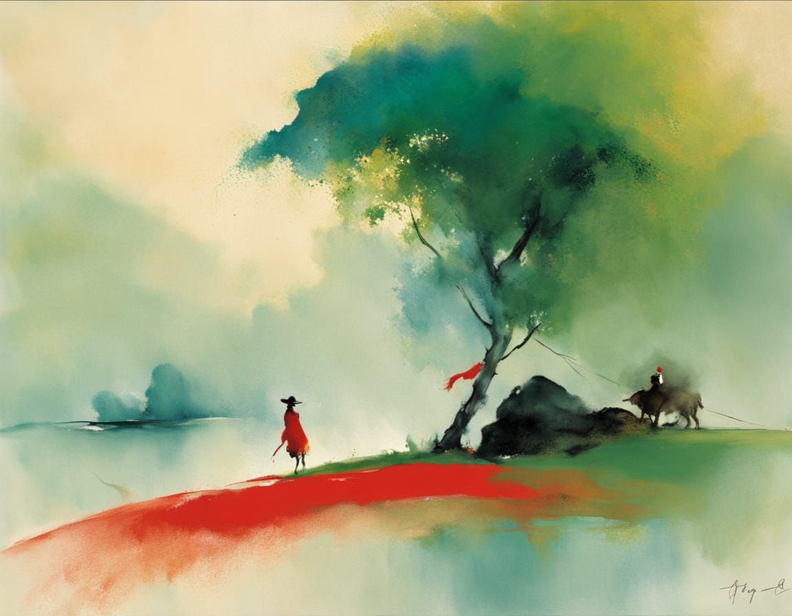 Colorful Abstract Painting in Wong's Style