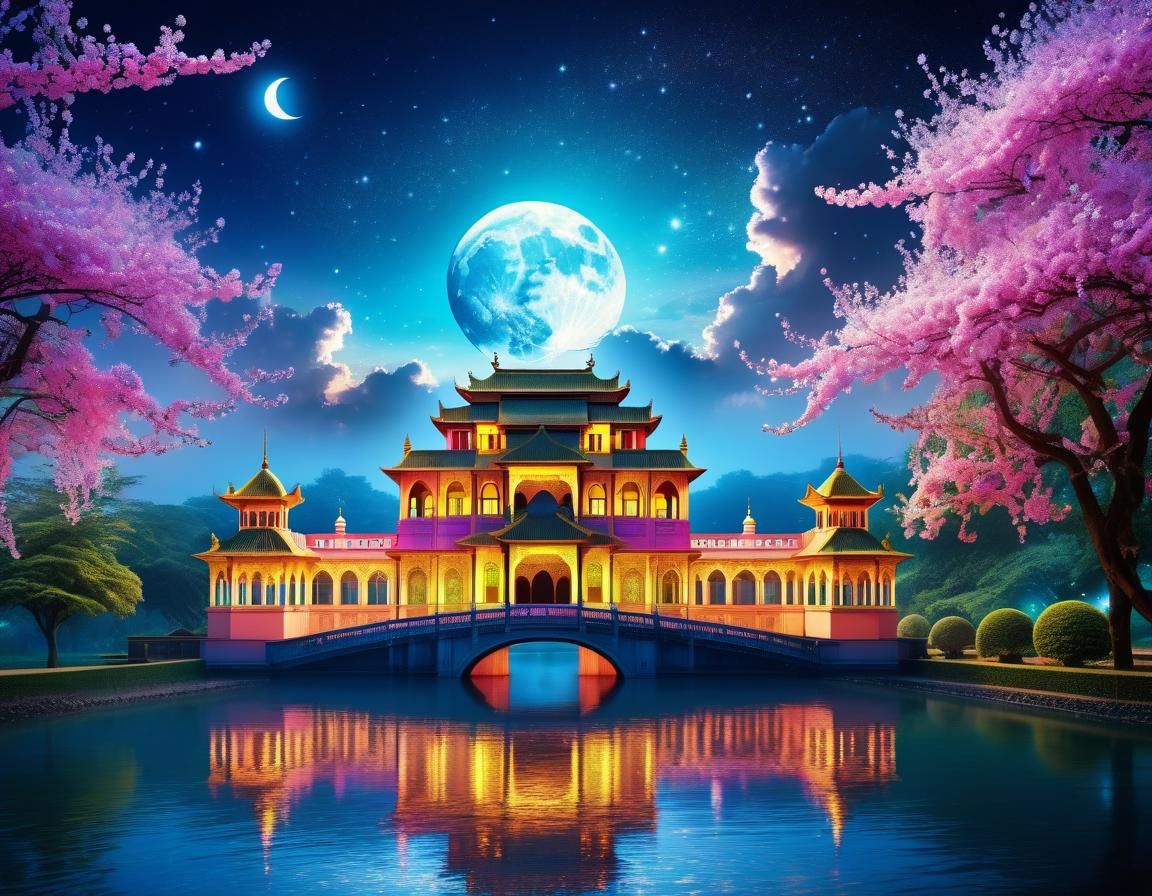 Angelic Palace in the Clouds with Celestial River