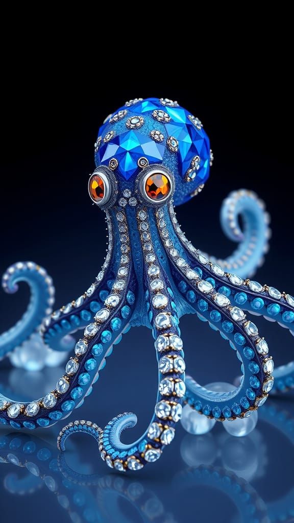 Blue-Ringed Octopus in Quantum Luminance Gem-Pointillism