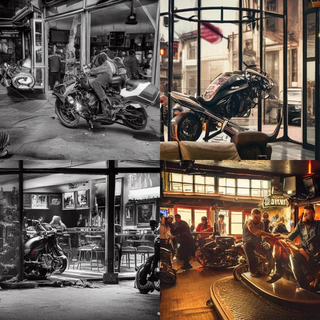 Motorcycle Bar Crash: Hyperrealistic Cinematic Chaos