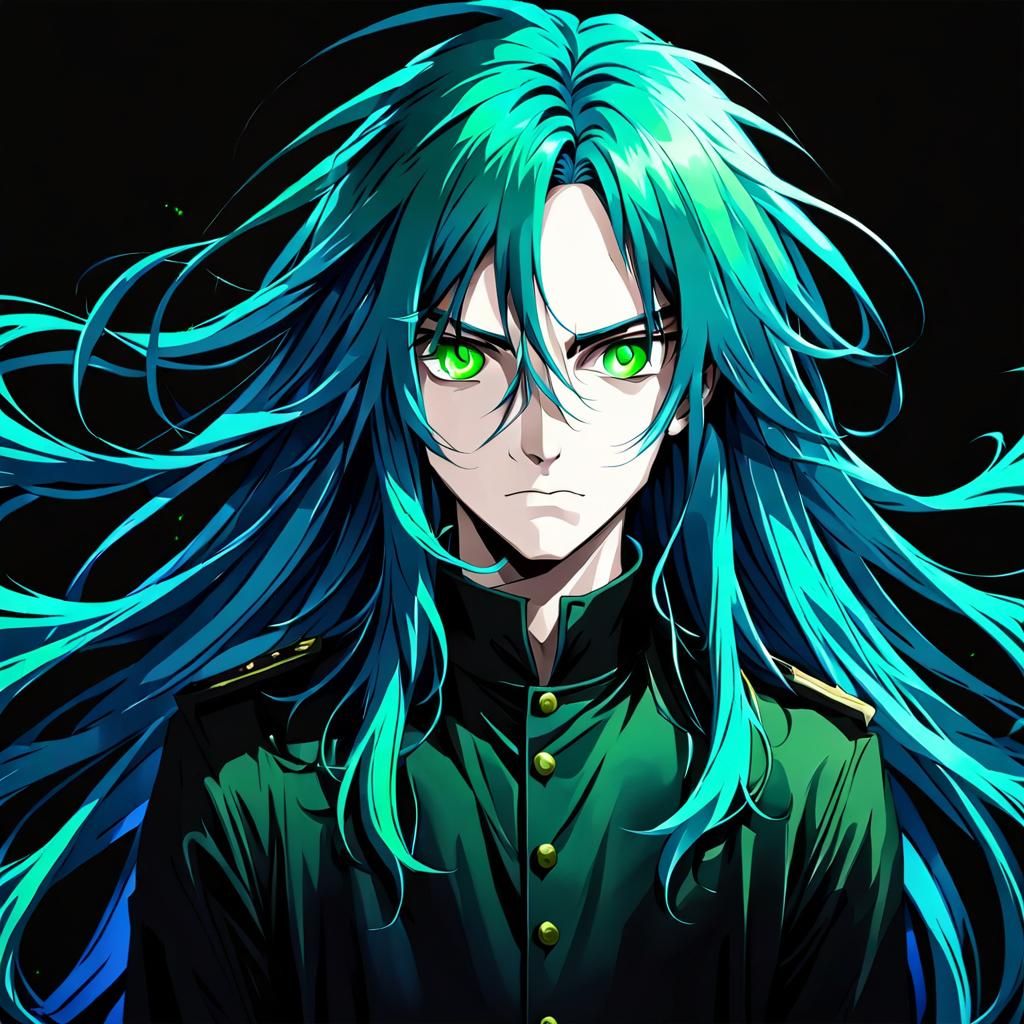 Blue-Haired Man Faces Ominous Horror