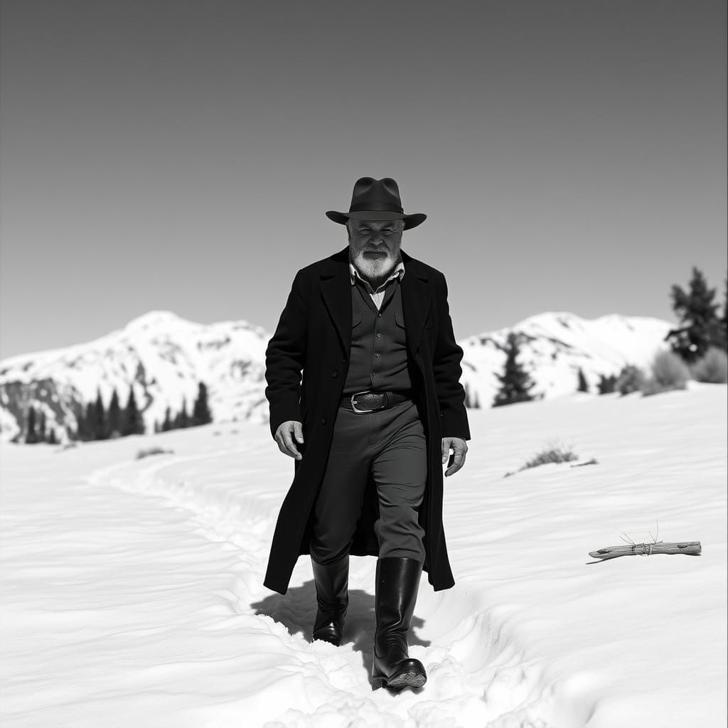 Mountain Man in Sierra Nevada with Duster Coat