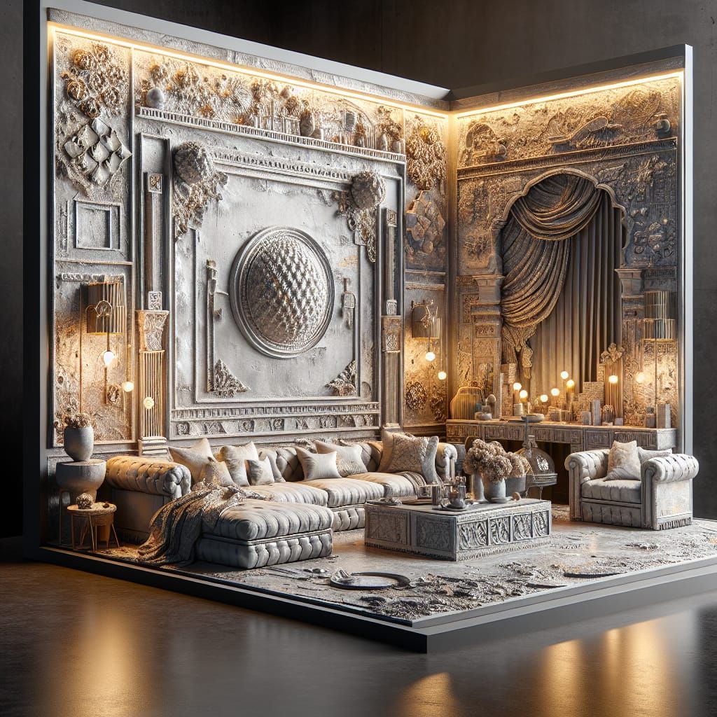 Gypsycore Living Room Diorama in Shabby Chic Concretism