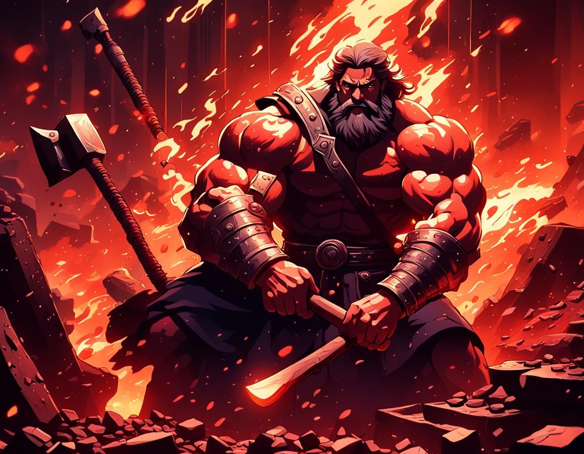 Anime Hephaestus At The Forge