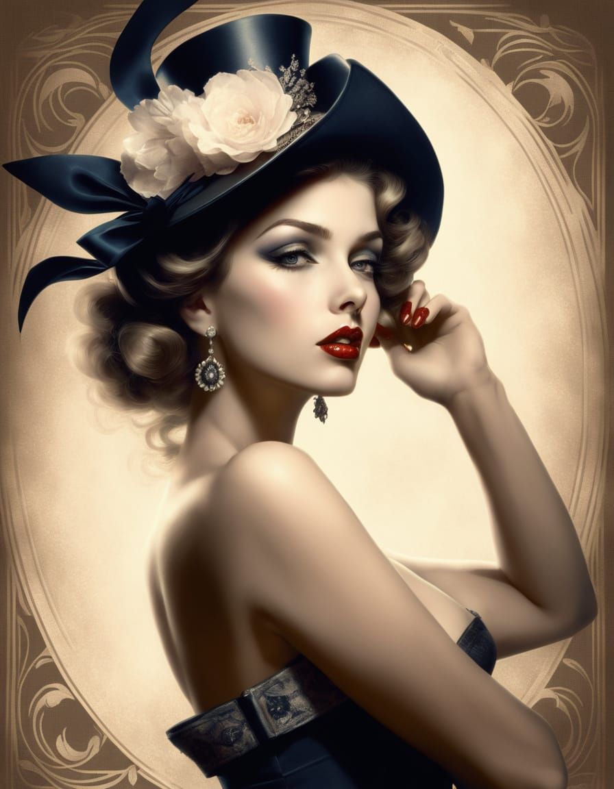 Pin-Up Beauty in Elegant Victorian Style