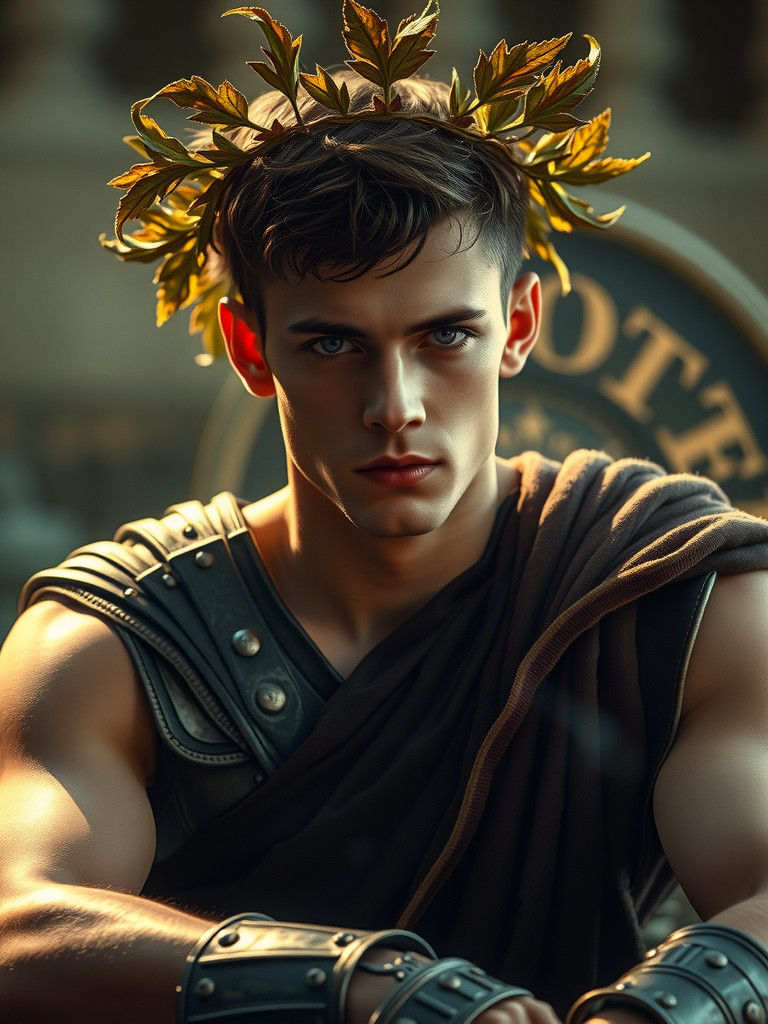 Regal Gladiator in Ornate Armor with Mystical Glow