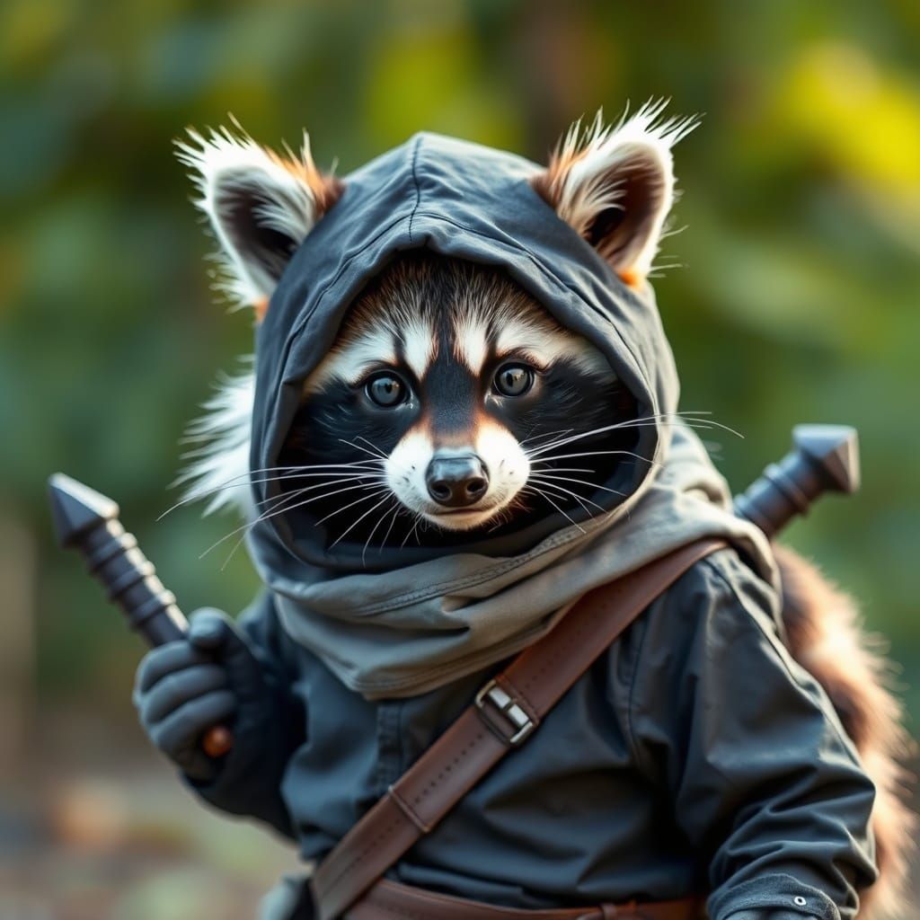 Raccoon Ninja: Digital Art of Stealth