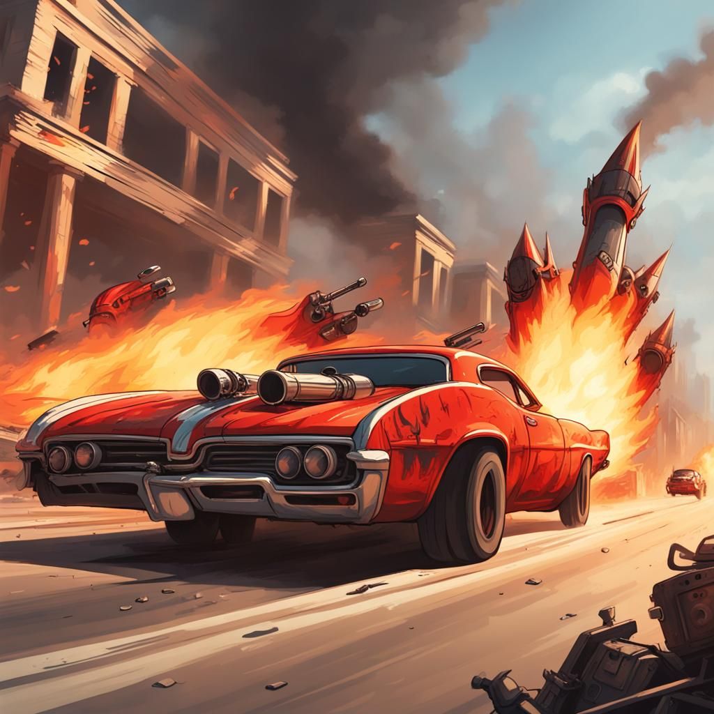 Dragsters Race Through Post-Apocalyptic City