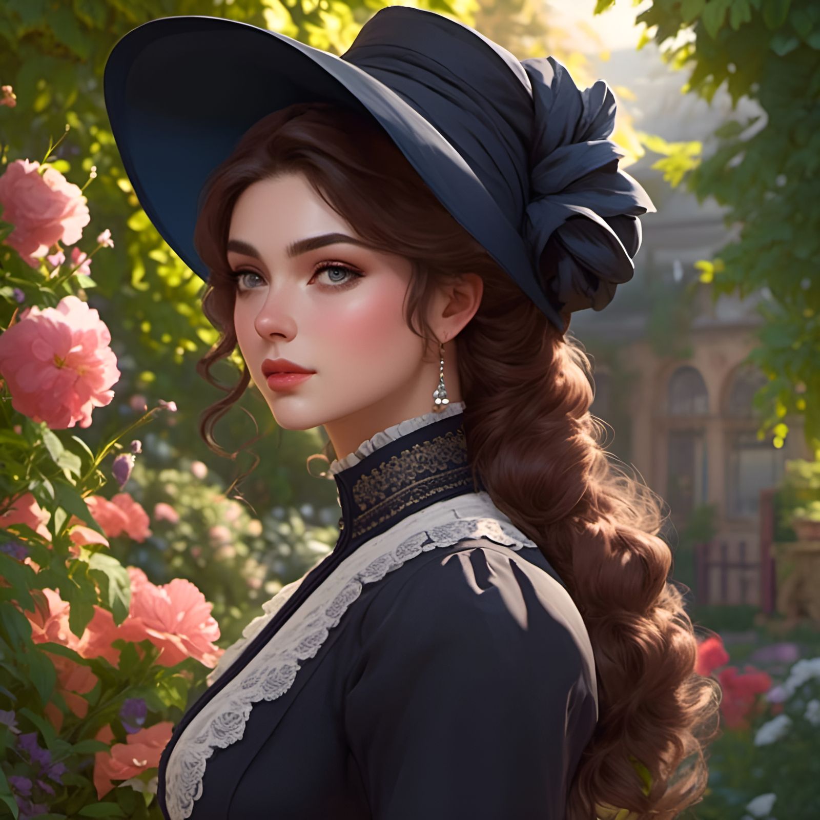 Victorian Woman Portrait in Animated Style
