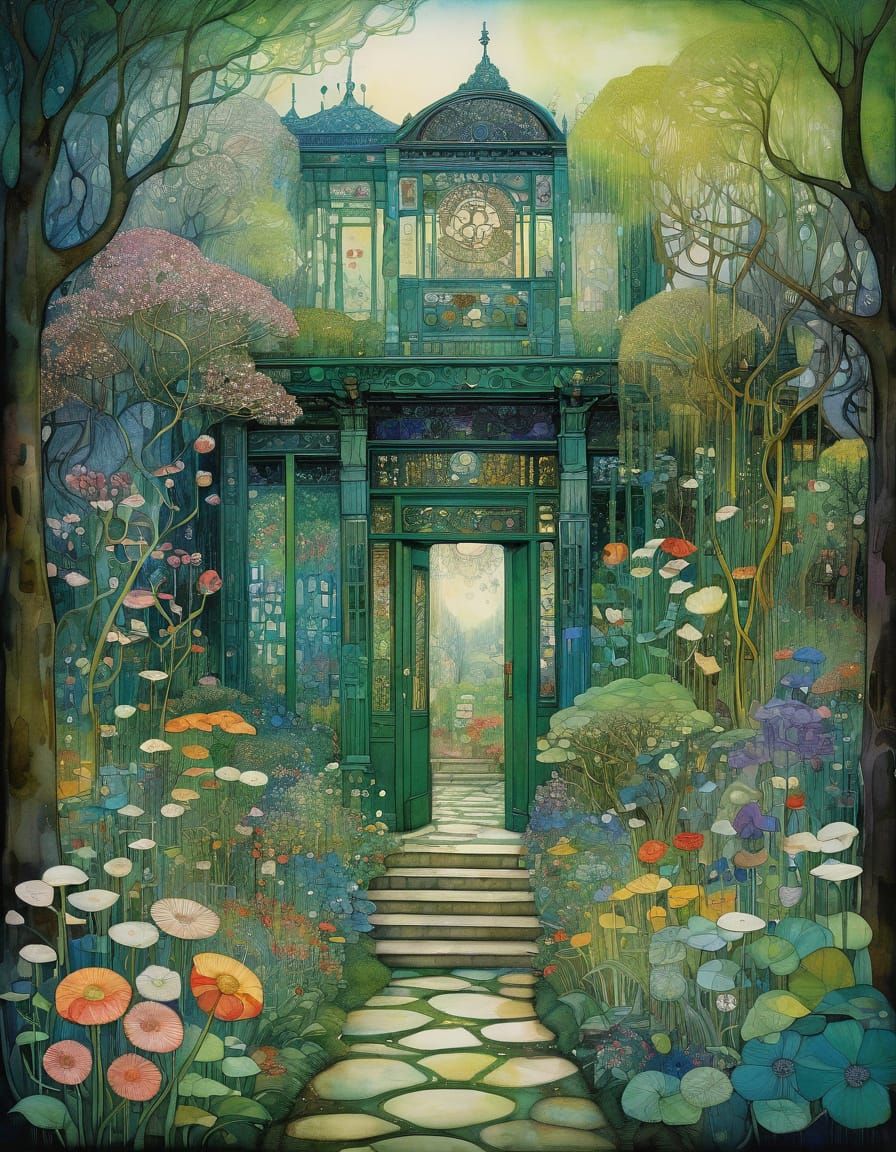 Intricate Spring Garden in Triadic Colors