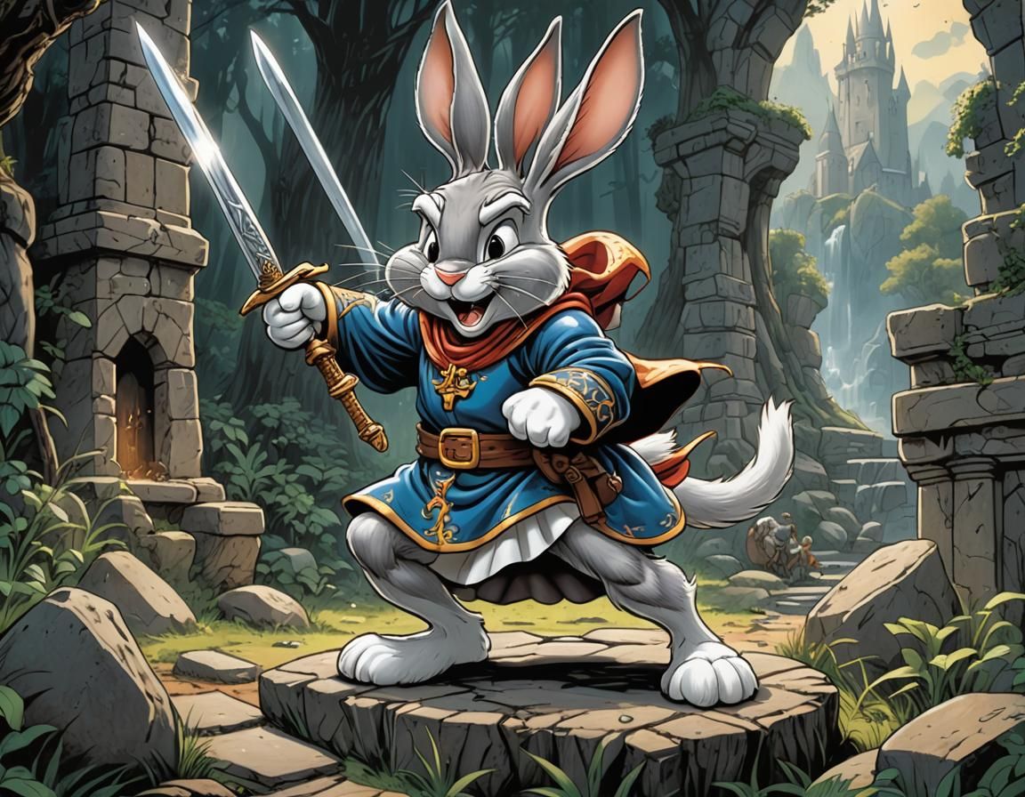 Bugs Bunny as King Arthur: Comic Book Art